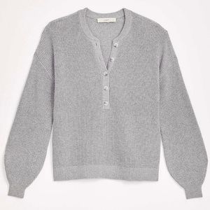 NWT LOFT ribbed Henley gray sweater